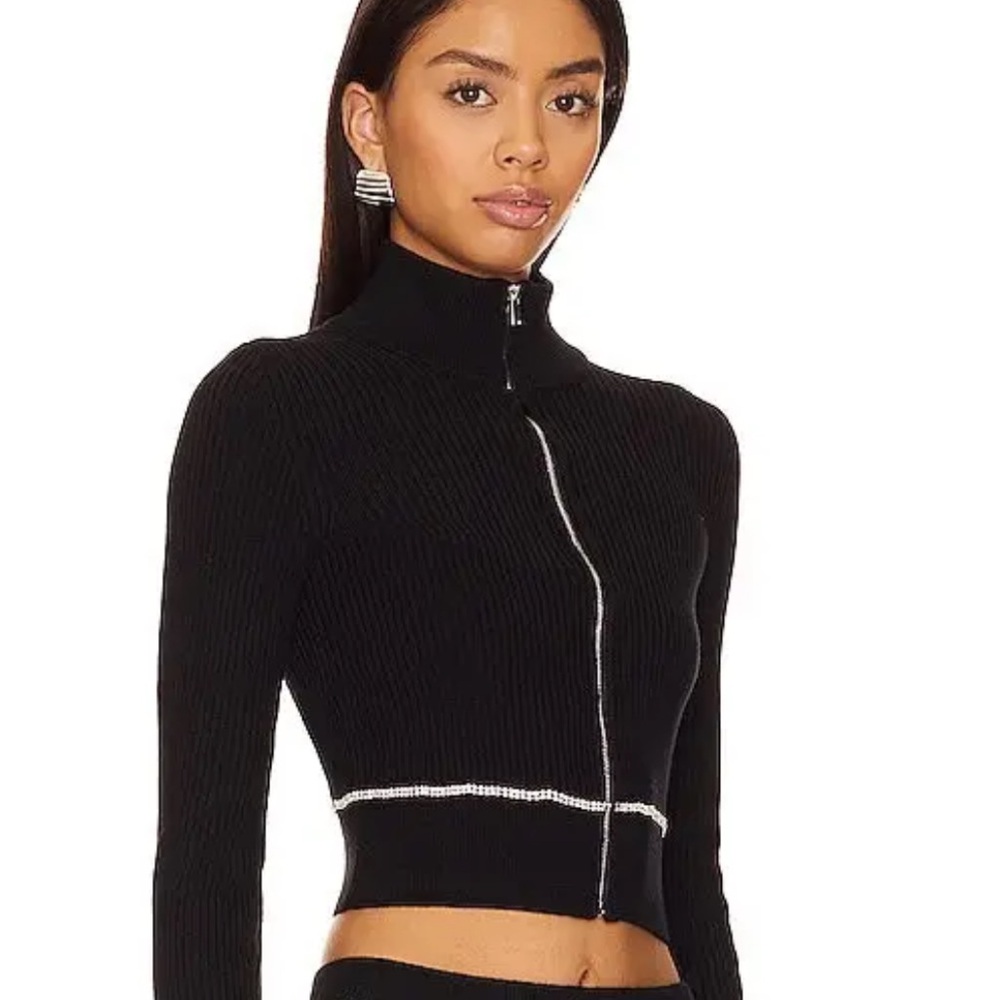 Lovers And Friends Dani Embellished Black Ribbed Knit Sweater XS
